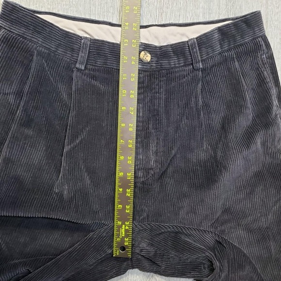Baracuta Corduroy Pants Mens 34x30 Black Baggy Pleated Cuffed Wide Wale Heritage - Picture 14 of 16